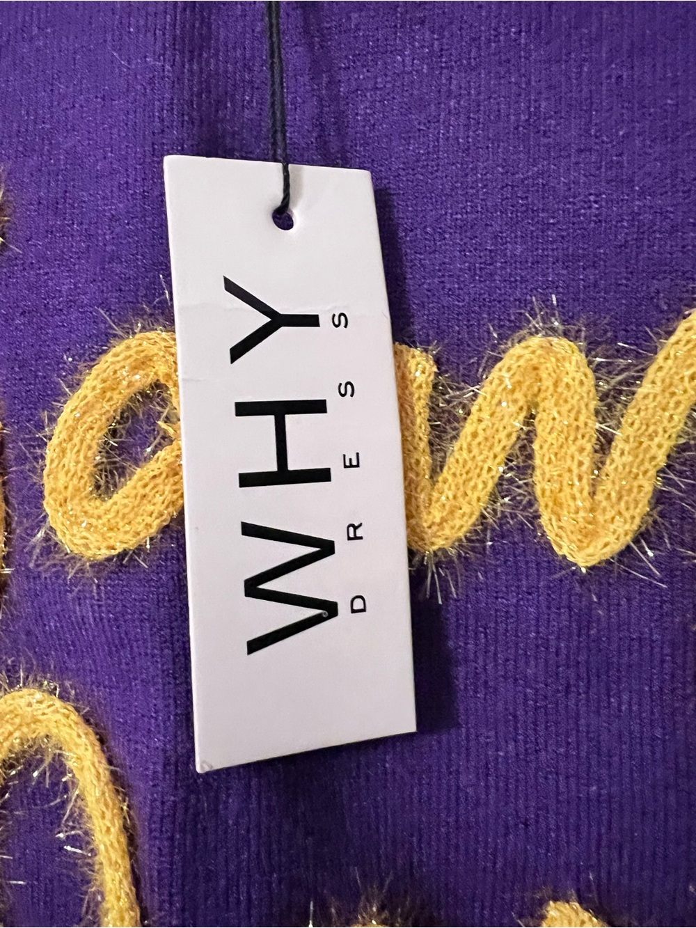 WHY DRESS Purple Knit Crop Sweater with Gold Script Detail GAMEDAY Football - Picture 3 of 5